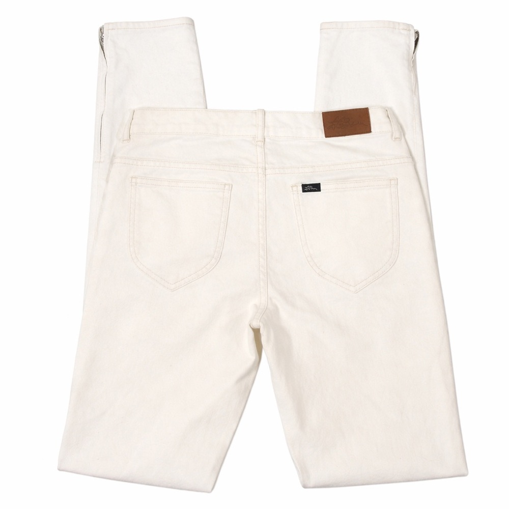 🤍 L.L. Bean White Skinny Straight Jeans 4 Ankle Zip Stretch 5-Pocket 🤍 - Picture 2 of 3